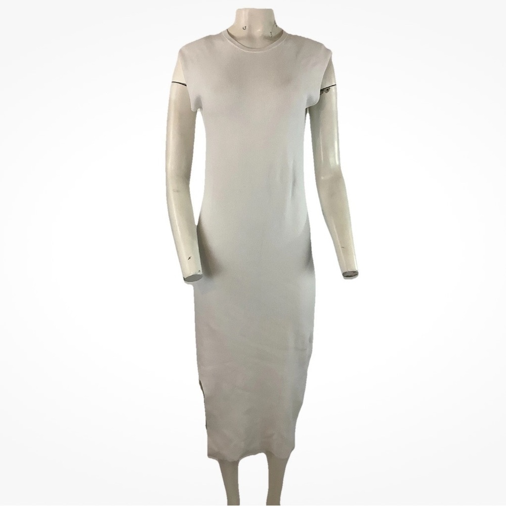 J Crew Sz M Heavy Knit Sleeveless Midi Pullover Sweater Dress White Viscose
